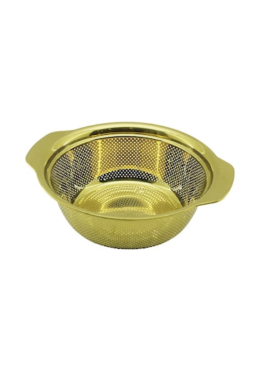 27cm Gold Paslanmaz Metal Sepet Süzgeç Kendinden Kulplu 50 Çok Renkli