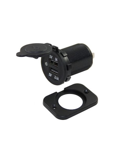 Araç Içi Oto Çakmaklık Giriş 8-32V Usb Çıkış 5V 1A ve 5V 2.1Pano Kulaklı 30 MM Çap