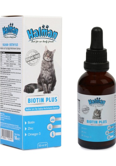 Halman Biotin Plus Kediler İçin Tüy Sağlığı Multivitamin Damlası 50 ML