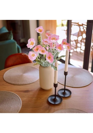 Yapay Çiçek Gelincik Çiçeği Pembe Renk 3 Çiçek 1 Tomurcuk 59cm