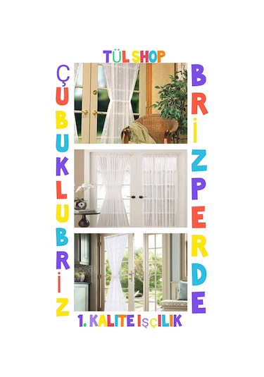 Çubuklu Briz Perde Kapı Ve Camlar Için Büzgülü Briz Tül Perde. (359696083)