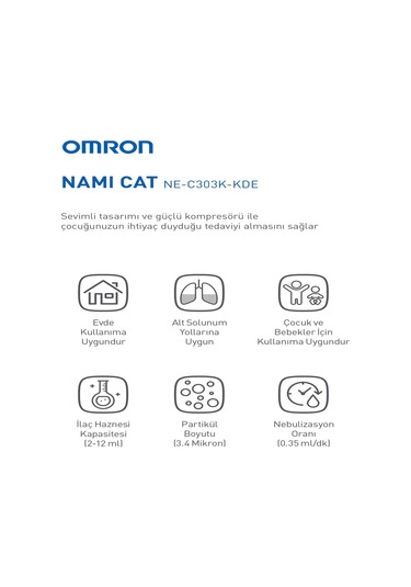Omron Nami Cat, Çocuklara Uygun Sevimli Nebulizatör Ne-c303k-kde