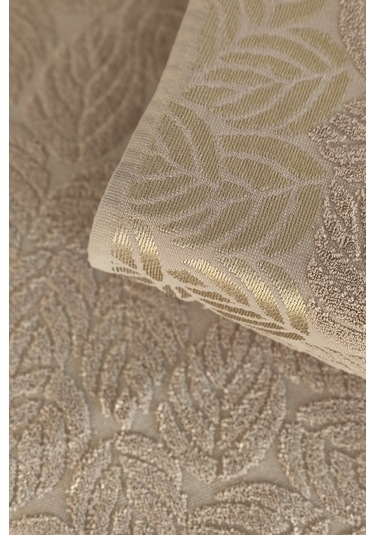 2'li Jakarlı Yaprak Desenli %100 Pamuk El Yüz Havlusu-50x90cm-kapuçino Cappuccıno Cappuccino