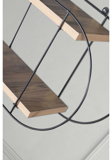 Fullreyon Dekoratif 2 Raflı Duvar Rafı Siyah