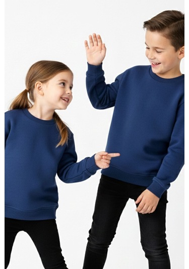 Zuzunga 2'li Basic Şardonlu Çocuk Sweatshirt Haki - Lacivert 9003