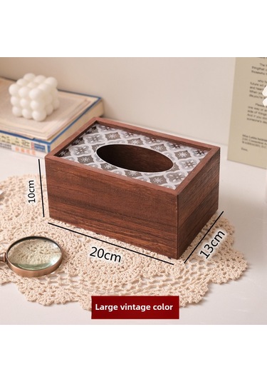 Vintage Renk Büyük Mendil Kutusu, Masif Ahşap Çin Retrosu A