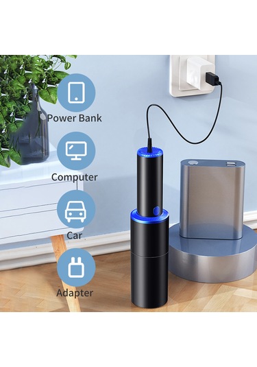 Geeroyoo 120w 10000pa Güçlü Emme Usb Şarjlı El Tipi Süpürge - Mini Araç/ev/ofis Temizliği İçin Gümüş Jm-6603