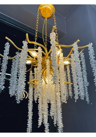 Luxury Serip Avize-sarmaşık Kristal Taşlı Lüx Avize Salon-lobi-ot 1 Adet