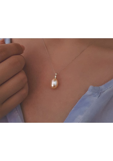 Sirius Pırlanta Taşlı Drop Pembe Inci Kolye 0802P0001