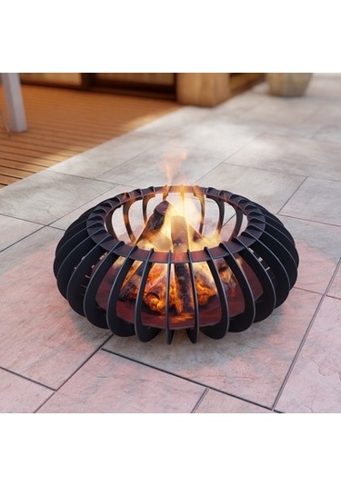 Parıltı Ateş Çukuru Elips Model Bahçeniz İçin Dekoratif Sağlam Siyah