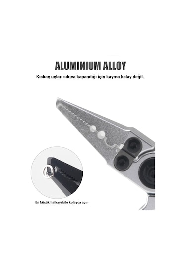 Kilitli Alüminyum Mini Olta Pensi - Halka Açıcı, Misina Makası, Çok Amaçlı Balıkçılık Aleti Koyu Menekşe