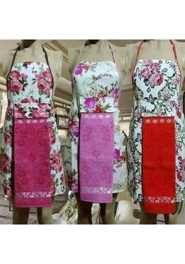 Nivemeshome Pembe Kadife Havlulu Mutfak Önlüğü Pembe