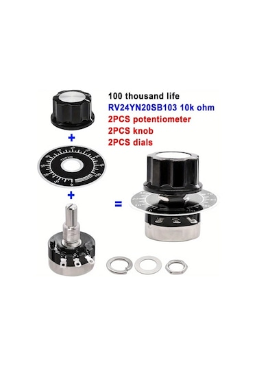 Globalbloom 2 Takım Rv24yn20s 10k 100r 200r 500r 5k Potansiyometre + A03 Başlık Ve Kadran