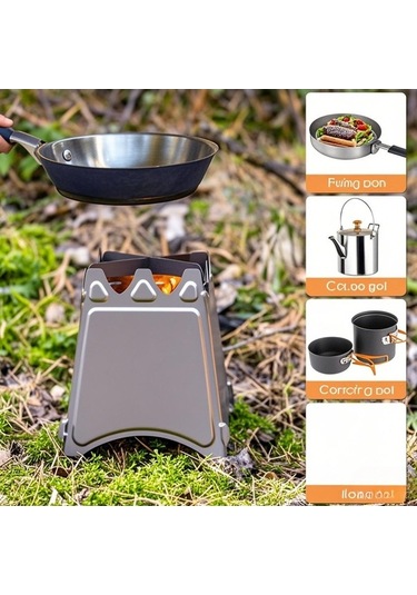 Tongxida Aomiun Ws009s Çelik Kapaklı Küçük Boy Katlanabilir Odun Ocağı, 20x20 Saklama Çantası İçeren Paket Gümüş Gümüş