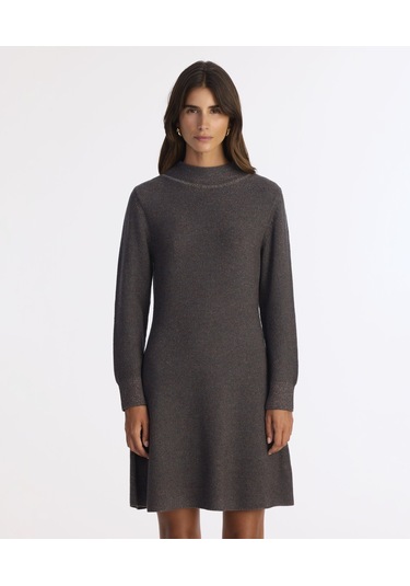 Yargıcı A Form Kayık Yaka Uzun Kol Elbise 25kkel7008x 059 Gri