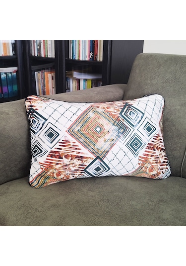 Ju Yaratıcı Tasarım Biyeli Yastık Kırlent Kılıfı Desenli Yeşil