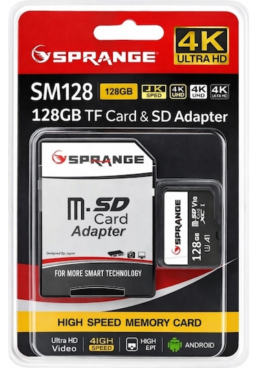 Sprange Sm128 High Speed 4k Ultra Hd 128gb Tf Kart & Sd Adaptör