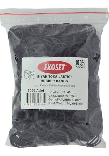 Ekoset Siyah Paket Ambalaj Toka Para Lastiği 40 MM 1000 Adet