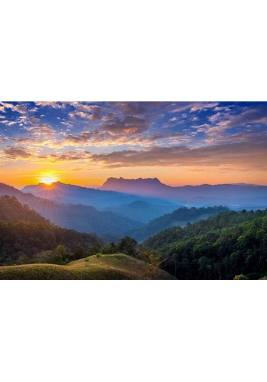 Gündoğumu Dağ Manzaralı Duvar Kağıdı Baskı