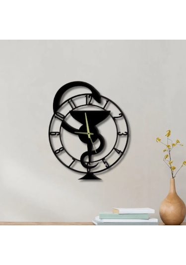 Metal Duvar Saati Eczane Hastanedekoratif Saat Siyah-58 X 58