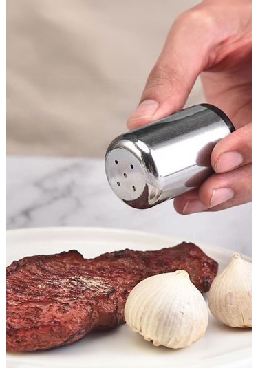 Çelik Büyük Boy 1 Çift Ev Lokanta Restoran İçin Tuzluk Ve Karabiberlik Cin516 Gri