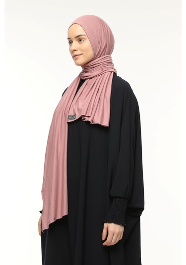 Tesettür Penye Şal Düz Toz Pembe