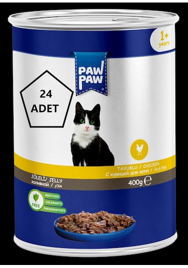 Paw Paw Jöleli Tavuklu Yetişkin Kedi Konservesi 24 x 400 G