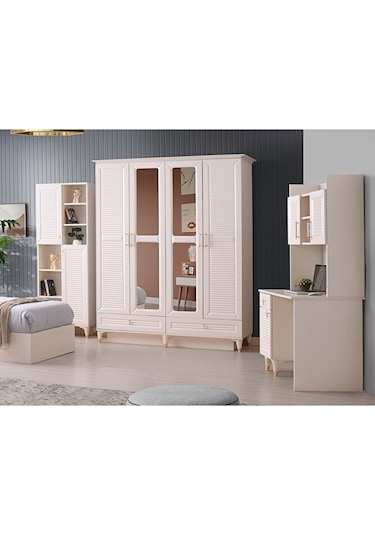 Kuğu Gardırop-4 Kapaklı-aynalı