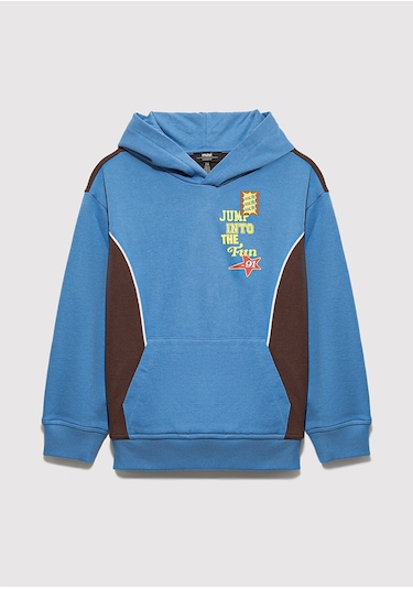 Mavi - Baskılı Kapüşonlu Mavi Sweatshirt 6s10166-70724 Mavi