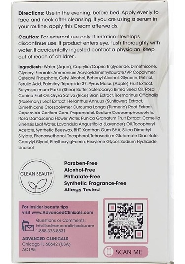 Advanced Clinicals Kapsüllü Retinol Jel Yüz Kremi 59ml