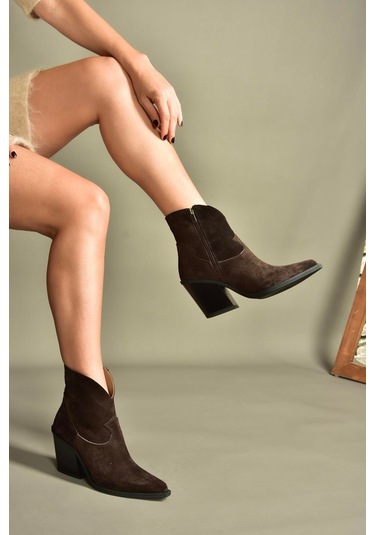 Fox Shoes V654081902 Kahverengi Hakiki Deri Süet Kalın Topuklu Western Kovboy Kadın Bot Kahverengi Fox Shoes V654081902 Kahverengi Hakiki Deri Süet Kalın Topuklu Western Kovboy Kadın Bot Kahverengi