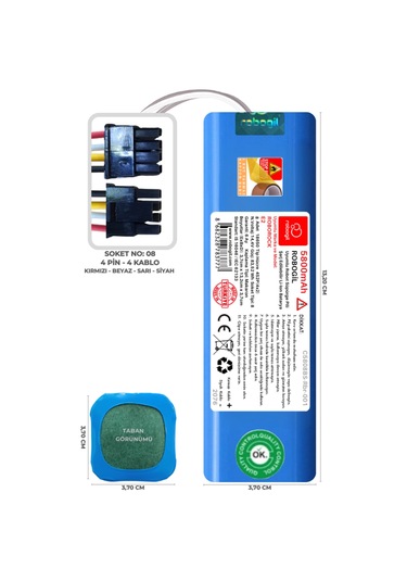 Roborock E2 5800mah Uyumlu Robot Süpürge Pili C5808bs-rbr-001