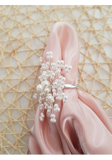 Pekars Gümüş Renk Kartanesi Peçete Yüzüğü 6 Adet Peçetelik