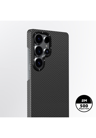 Galaxy S25 Ultra Kılıf Magsafe Uyumlu Aramid Fiber Youngkit 1500d Kevlar Extreme Wing Kapak Siyah