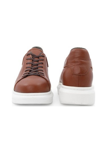 Günlük Gizli Topuklu Taba Hakiki Deri Boy Uzatan Ayakkabı Taba