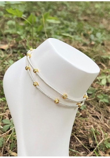 Gümüş Kazaziye Dorika Detaylı Halhal 02 Hal02gy Altın Sarısı