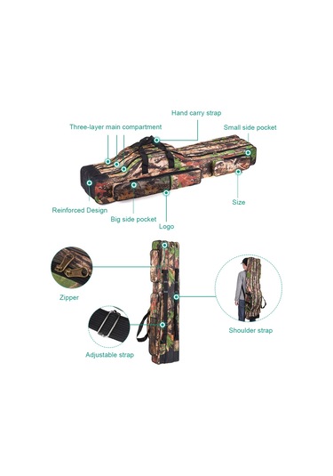 120 Cm/150 Cm 3 Katmanlar Balıkçılık Çanta Taşınabilir Ağaç Kamuflajı