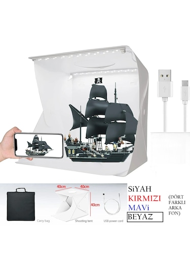 Hpytech Katlanabilir Fotoğraf Kutusu,ışıklı Ürün Çekim Çadırı