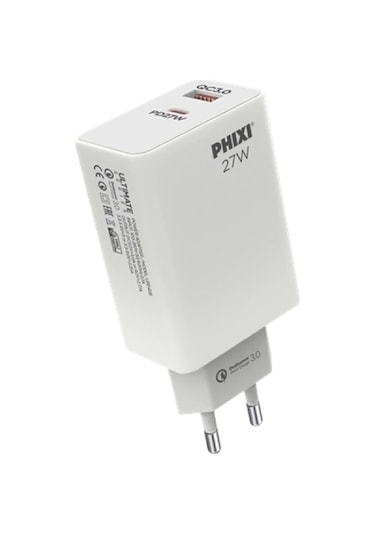 Phixi UPD4225L Ultimate 27 W PD Çift Çıkışlı Lightning Hızlı Şarj Adaptörü