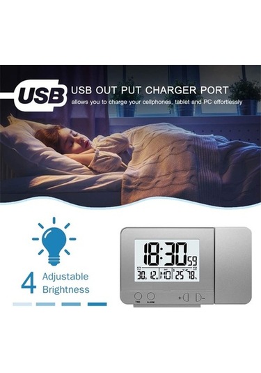 Wondernest Yatak Termoli Saat Projeksiyon Odası Lichen İçin Nem Ölçerli