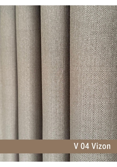 Donatti Vizon Rengi Düz Keten Fon Perde 1/3 Pile Tek Kanat Vizon Rengi