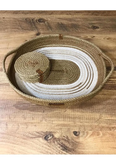 Çok Amaçlı Hasır Jüt Ipten Kapaklı Sepet 001