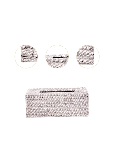 Suntek Rattan Mendil Kutusu Düzenleyici Tutucu Kılıf Beyaz