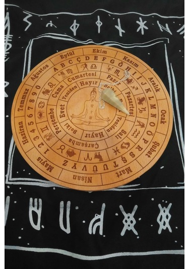 Pandül Sarkaç Tahtası Türkçe Ahşap Sarkaç Örtüsü Doğal Taş Pandül Ritüel Set