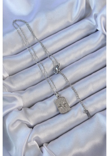 Dodes Dodes 316l Çelik Zincir Gümüş Renk Zirkon Taşlı Kutup Yıldızlı Vintage Kolye Tg27bko9124 Çok Renkli