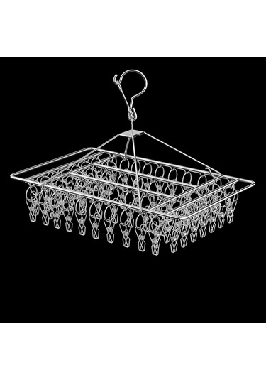 Sones Kare Çorap Kurutma Askısı Paslanmaz Çelik Çok Amaçlı Rüzgar Geçirmez Kurutma Rafı, Stil: 40x25cm 60 Klips Diğer