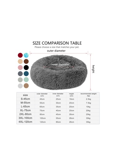 Geeksen Şeffaf Kumaşlı Yumuşak Kedi/ Köpek Yatağı - Yüksek Kenarlar, Isı Sağlar, Doku Koruyucu Taban Şampanya Rengi, 55 Cm Çap