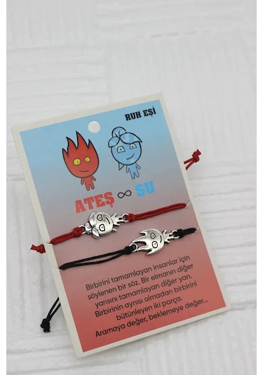 Ateş Ve Su Çift Bilekliği Sevgili Bilekliği 2li Arkadaşlık Bilekliği Çok Renkli