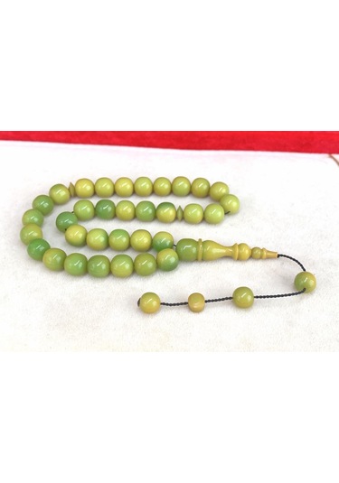 Tesbihci Yeşil Küre Model Sıkma Kehribar Tesbih