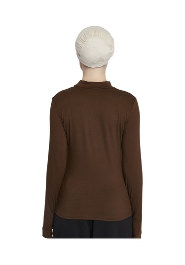 Kadın Organik Parmak Geçmeli Balıkçı Yakalı Body Çikolata